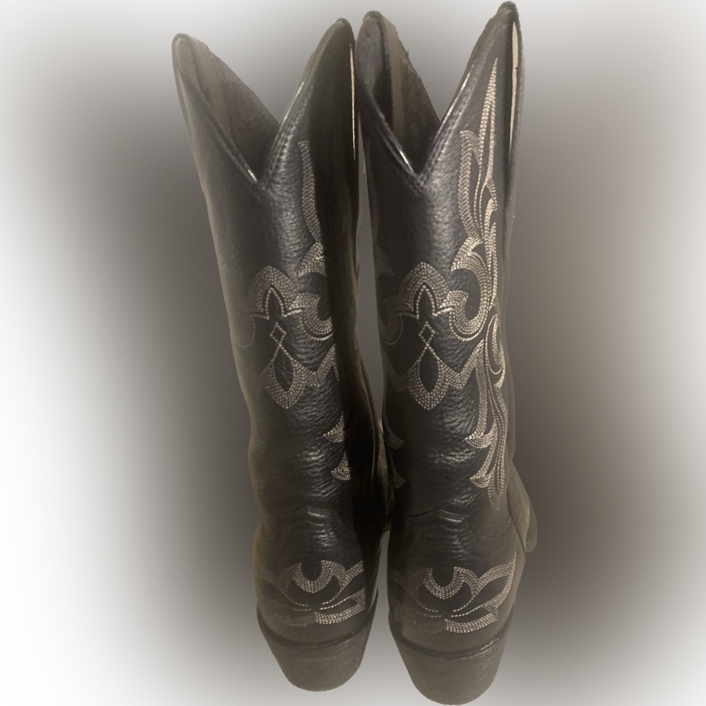 Ariat Black Western Embroidered Leather Heeled Cowboy Boots - Picture 5 of 15